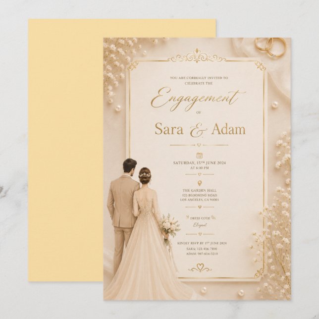 Invitación Editable para Novia y Novio (Anverso / Reverso)