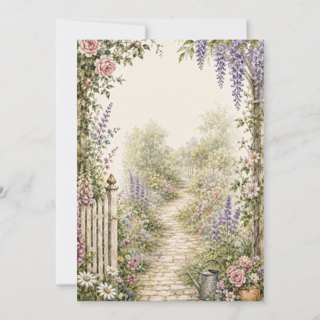 Invitación editable para reunión en el jardín de l (Reverso)