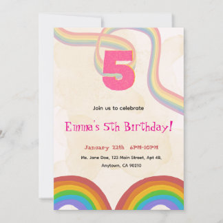 Invitación Editable Rainbow Sequin 5th Birthday invitation