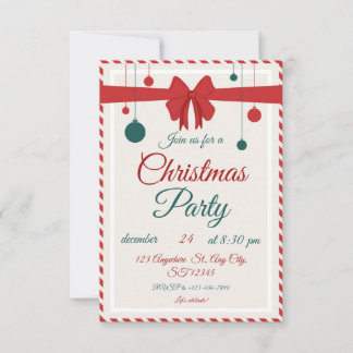 Invitación Editable Red Bow Holiday Gathering Invitation 