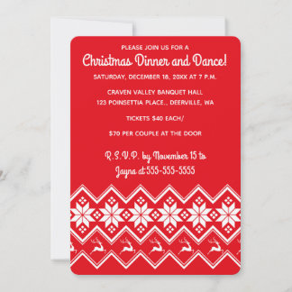 Invitación Editable Red Christmas Sweater Pattern 