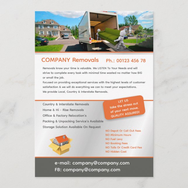Invitación Editable Removal Services Flyer Template (Anverso)