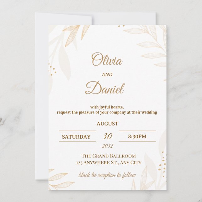 Invitación Editable Romantic Wedding Invitation  (Anverso)