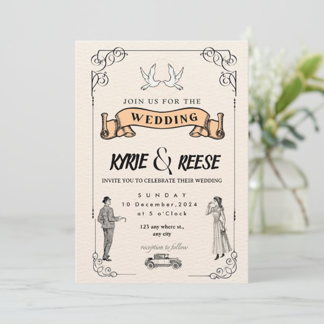 Invitación Editable Rustic Wedding Invitation Set & RSVP Bund (Anverso de pie)