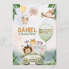 Invitación Editable Safari Birthday Invitation