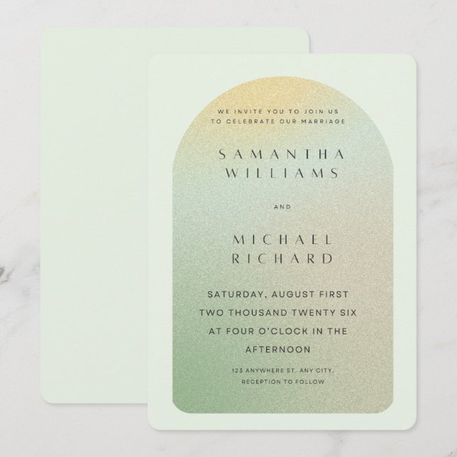 Invitación Editable Sage Green Modern Wedding Invite | Elegan (Anverso / Reverso)