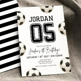 Invitación Editable Soccer Birthday Boho Football Soccer Boy