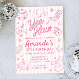 Invitación Editable Space Cowgirl Birthday Invitation, Disco