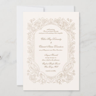 Invitación Editable Vintage Peonies Frame Wedding Invitation