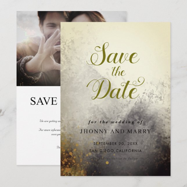 Invitación Editable Wedding Save the Date Card – Modern Minim (Anverso / Reverso)