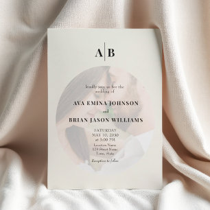 Invitación Editorial de Fotos de Boda Minimalista Marfil