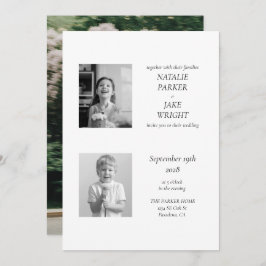 Invitación Editorial nostálgico Boda de fotografías en blanco