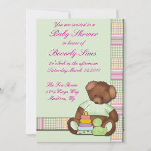 Invitación Edredón Baby Shower del oso de peluche