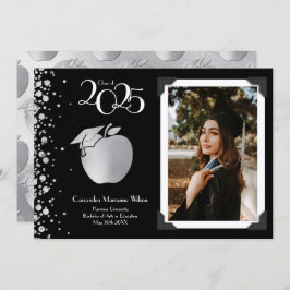 Invitación Educación del profesor Graduación Plata Negro
