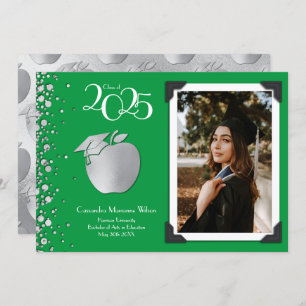 Invitación Educación del profesor Graduación Plata Verde