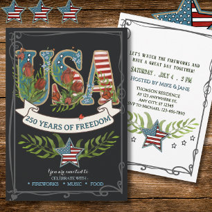 Invitación EE. UU. 250 Años de Libertad Carbón 4 de Julio