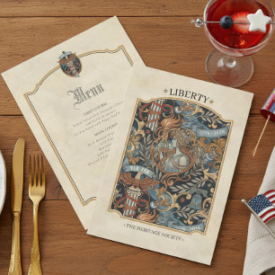 Invitación EE. UU. 250 Libertad Art Nouveau Borde Menú ID1302