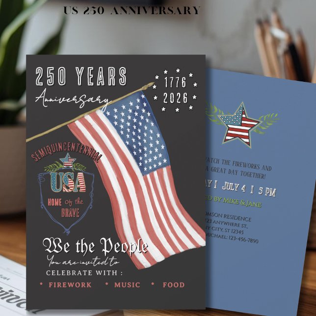 Invitación EE. UU. 250 Semicincuentenario Patriótico Nosotros (US 250 Semi-Quincentennial We the People Patriotic Invitation)