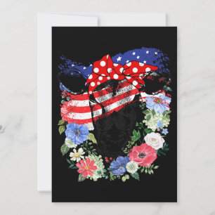 Invitación EE. UU. 4 de julio Bandera Americana Vaca Patrióti