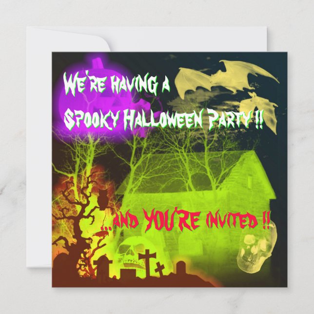 Invitación Eerie Halloween Haunted Barn - Sé valiente (Anverso)