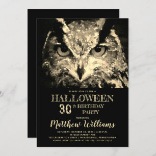 Invitación Eerie Night Owl Halloween 30 Birthday Fiesta Invi