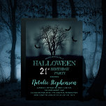 Invitación Eerie Tree Bats Halloween 21 cumpleaños Fiesta<br><div class="desc">Noche espeluznante iluminada por la luna,  un árbol rodeado por abrumadores murciélagos invitados por la fiesta de cumpleaños 21 de Halloween.</div>