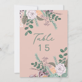 Invitación Eeucalipto rosa floral boda número de tabla