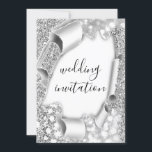 Invitación Efecto 3D boda Elegante Purpurina plateado blanco<br><div class="desc">En el encantador viaje hacia el matrimonio, donde cada detalle debe resonar con el amor y la alegría de la ocasión, la invitación prepara el escenario para la celebración que viene. Entre en el Boda Efecto 3D Elegante Purpurina de Plata Blanca de Zazzle, una obra maestra de diseño que combina...</div>