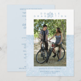 Invitación Efecto de canica azul Foto romántica Gemelos Gradu
