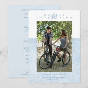 Invitación Efecto de canica azul Foto romántica Gemelos Gradu