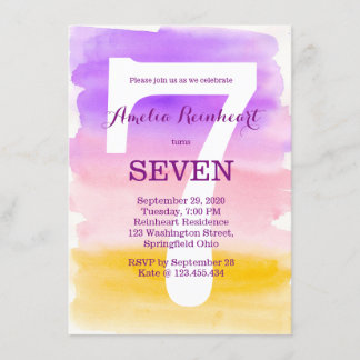 Invitación Efecto de la acuarela de la fiesta del cumpleaños
