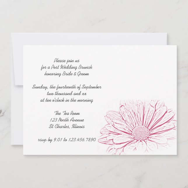 Invitación Efecto de la flor rosada en el Boda Brunch (Anverso)