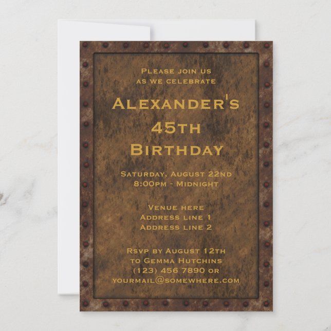 Invitación Efecto de marco de hierro Cumpleaños de niños Dobl (Reverso)