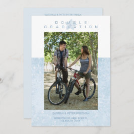 Invitación Efecto de mármol azul Imagen romántica Gemelos de 