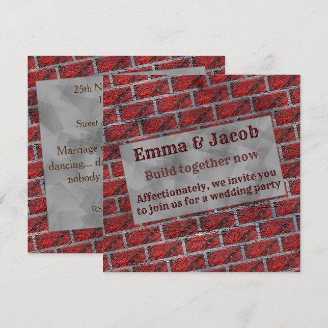 Invitación Efecto de pared de ladrillo rojo expuesto (Anverso / Reverso)