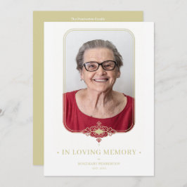 Invitación Efecto dorado funerario Efecto de encaje ornamenta