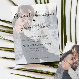 Invitación Efecto Faux Vellum Foto de 2 lados BODA