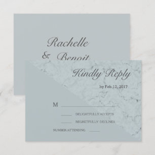 Invitación Efecto mármol gris azul abeto moderno rsvp de boda