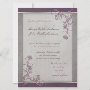 Invitación Efecto metálico malva Borde floral cambiable BG