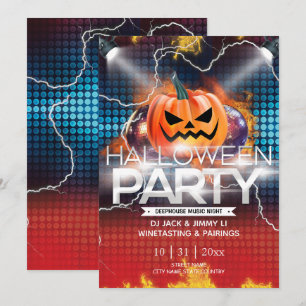 Invitación Efecto neón electrónico Jack-O-Lantern Halloween