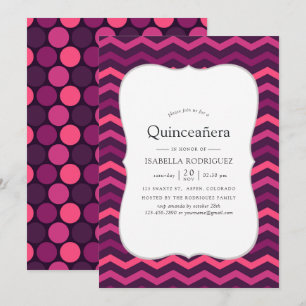 Invitación Efecto neón púrpura y rosa Quinceañera