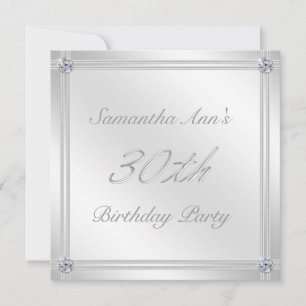 Invitación Efecto plata y diamante 30 cumpleaños Fiesta