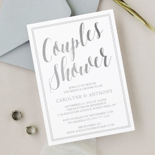 Invitación Efecto Relieve metalizado plateado moderno Parejas