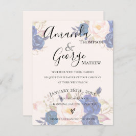 Invitación Efecto vellum Faux Rubor Boda floral rosa