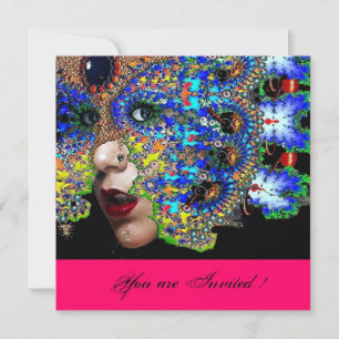 Invitación EFÍMERO Baile de Máscaras de Mardi Gras, negro fuc