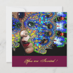 Invitación EFÍMERO baile de máscaras dulce 16, máscara azul