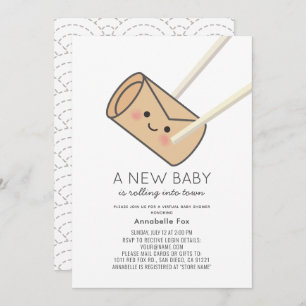 Invitación Egg Roll Kawaii Virtual Baby Shower