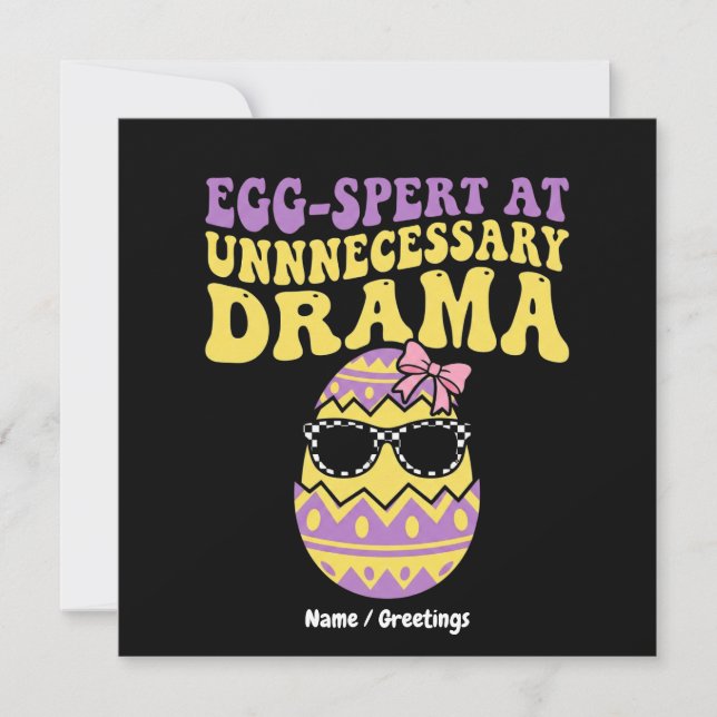 Invitación Egg-spert At Unnecessary Drama Funny Retro Easter  (Anverso)