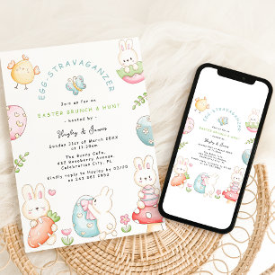 Invitación Egg-Stravaganza Brunch y caza de huevos de Pascu