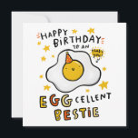 Invitación Eggcellent Bestie Funny Birthday Card<br><div class="desc">La tarjeta de cumpleaños Poem Bestie es una manera sincera y reflexiva de celebrar el día especial de tu mejor amigo. Esta carta está adornada con un poema bellamente elaborado que expresa tus sentimientos más profundos y aprecio por tu querido amigo. El poema de la tarjeta puede capturar la esencia...</div>